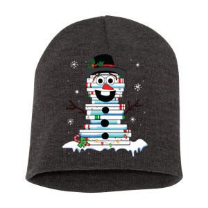 Snowman Book Stack Librarian Book Lover Christmas Short Acrylic Beanie