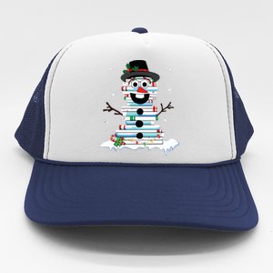 Snowman Book Stack Librarian Book Lover Christmas Trucker Hat