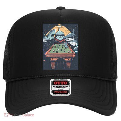 Sharks Billiard High Crown Mesh Back Trucker Hat