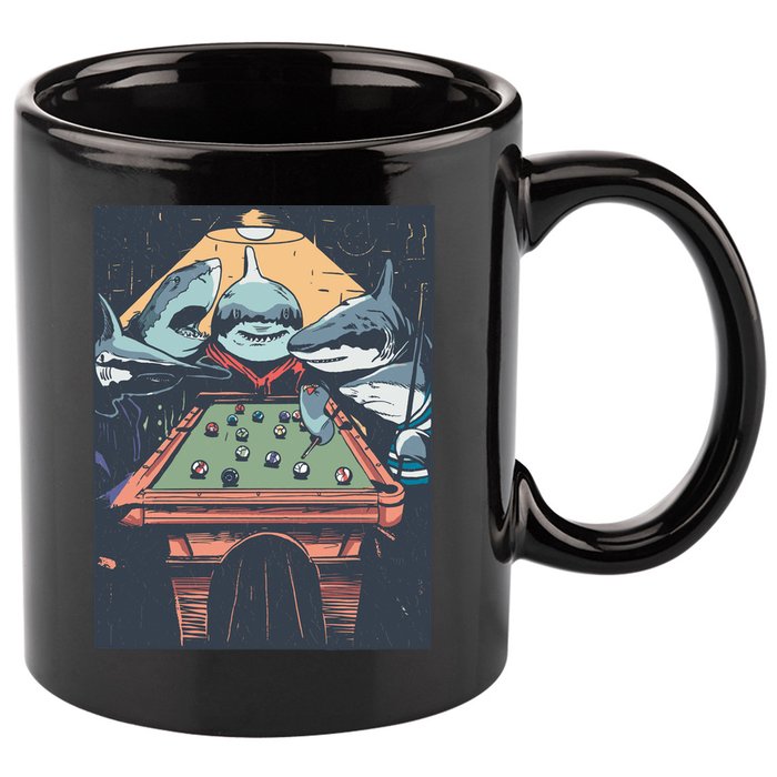 Sharks Billiard 11oz C Handle Ceramic Mug
