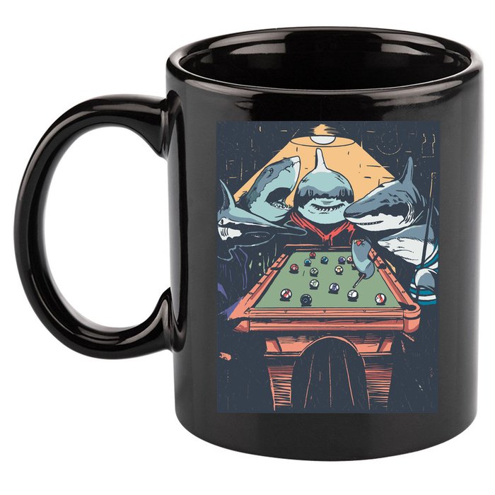 Sharks Billiard 11oz C Handle Ceramic Mug