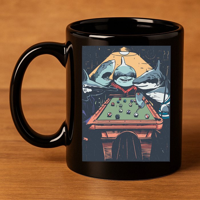 Sharks Billiard 11oz C Handle Ceramic Mug