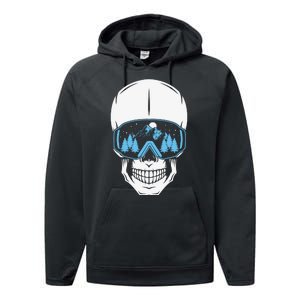 Ski Boarding Skull Performance Fleece Hoodie