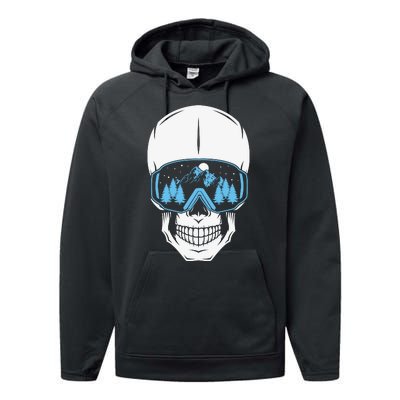 Ski Boarding Skull Performance Fleece Hoodie