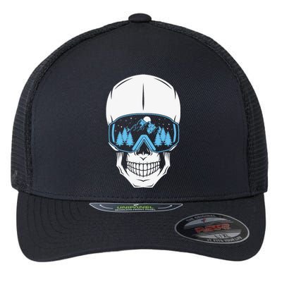 Ski Boarding Skull Flexfit Unipanel Trucker Cap