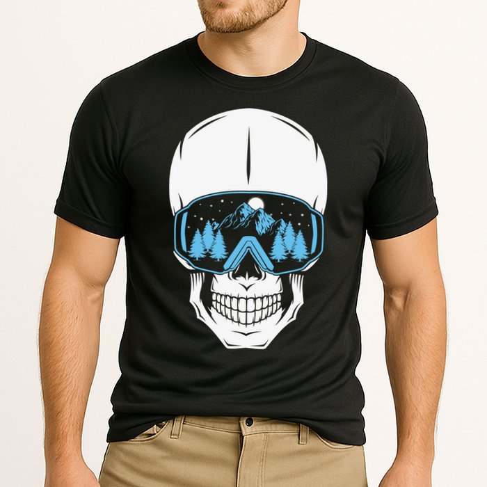 Ski Boarding Skull Cooling Performance Crew T-Shirt