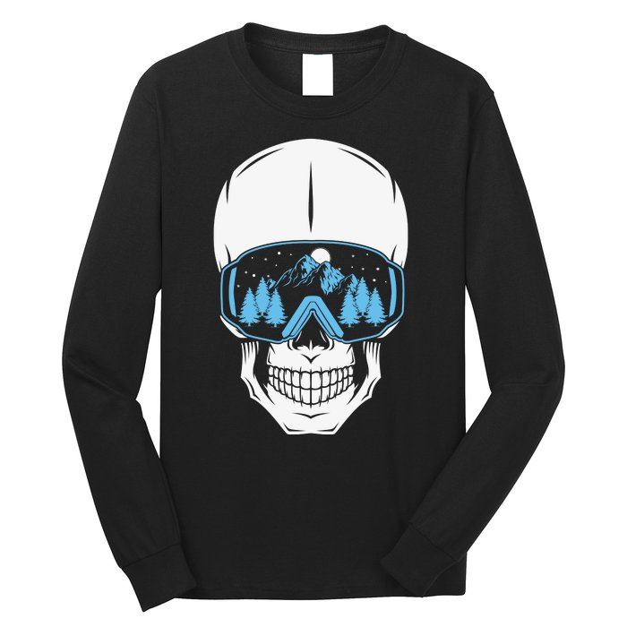 Ski Boarding Skull Long Sleeve Shirt