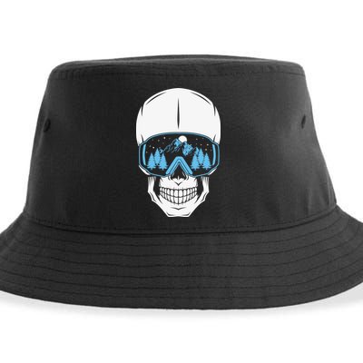Ski Boarding Skull Sustainable Bucket Hat