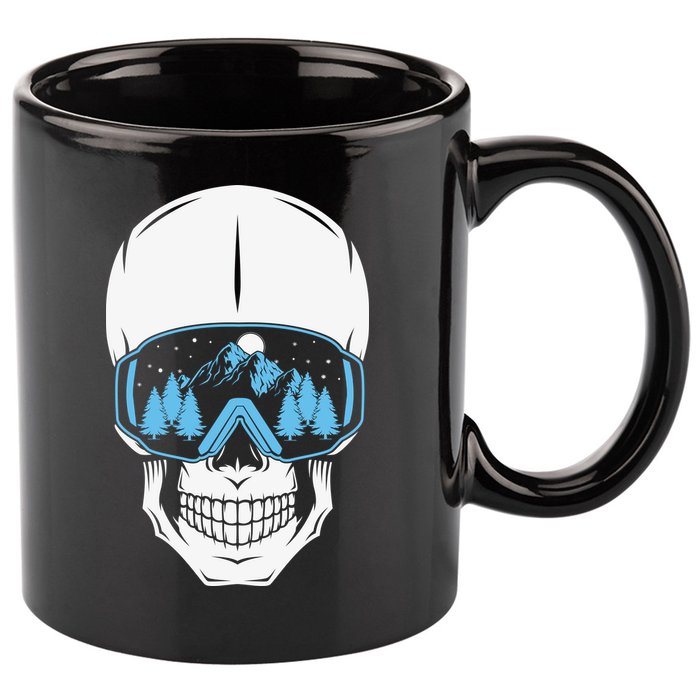 Ski Boarding Skull 11oz C Handle Ceramic Mug