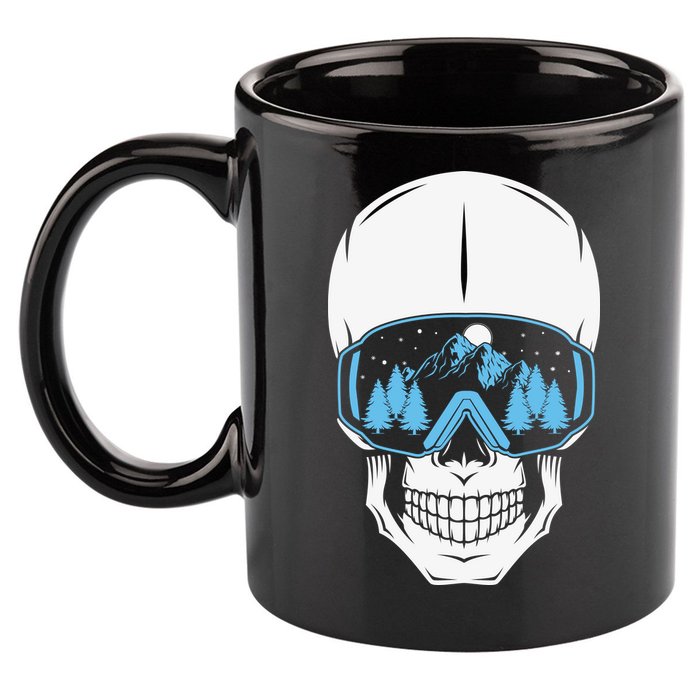 Ski Boarding Skull 11oz C Handle Ceramic Mug