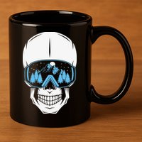 Ski Boarding Skull 11oz C Handle Ceramic Mug