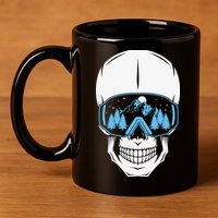 Ski Boarding Skull 11oz C Handle Ceramic Mug