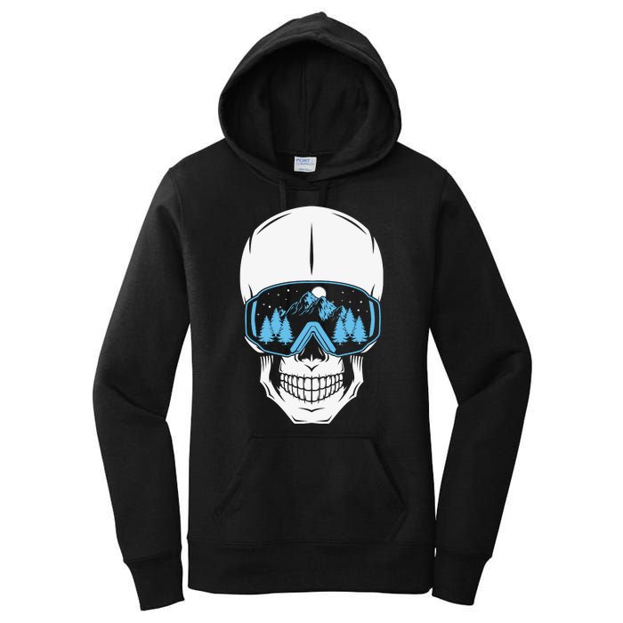 Ski Boarding Skull Women's Pullover Hoodie