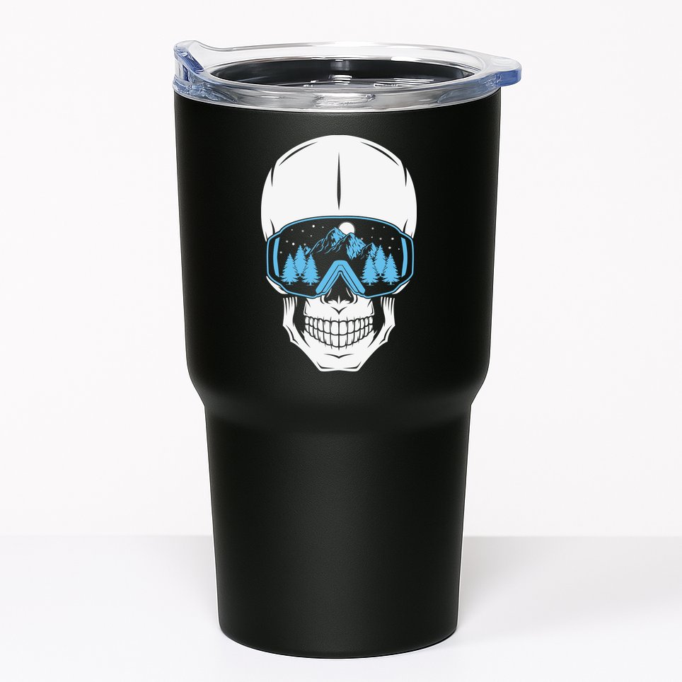 Ski Boarding Skull Tumbler