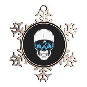 Ski Boarding Skull Metallic Star Ornament