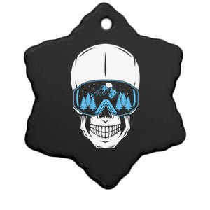 Ski Boarding Skull Ceramic Star Ornament