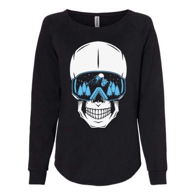 Ski Boarding Skull Womens California Wash Sweatshirt