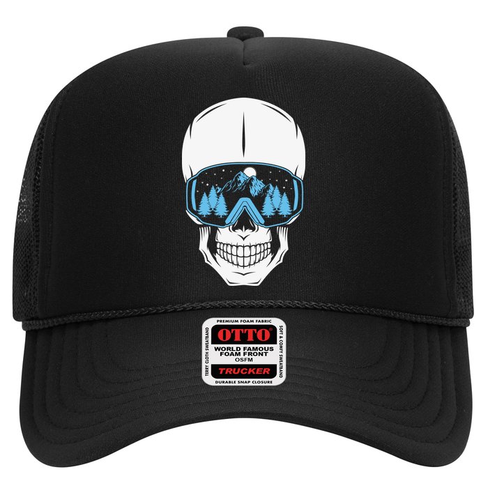 Ski Boarding Skull Trucker Hat