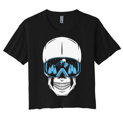 Ski Boarding Skull Women's Crop Top Tee