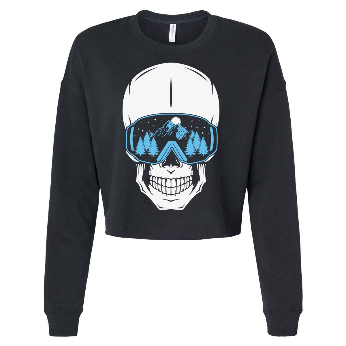 Ski Boarding Skull Cropped Pullover Crew