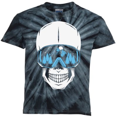 Ski Boarding Skull Kids Tie-Dye T-Shirt