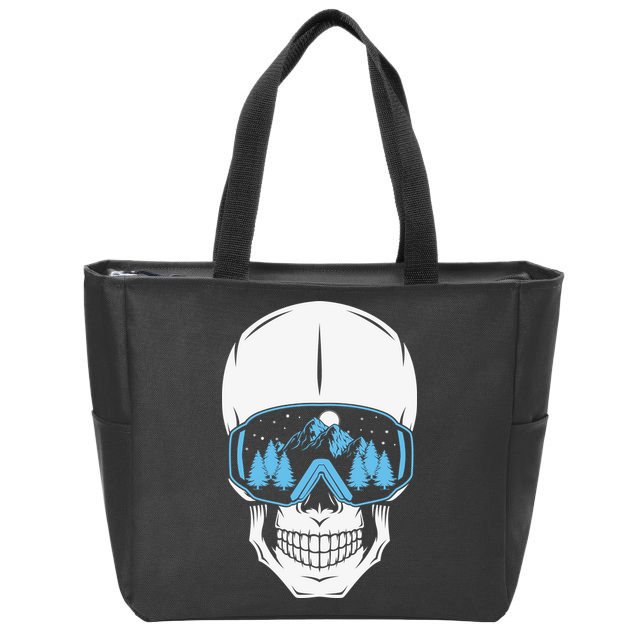 Ski Boarding Skull Zip Tote Bag