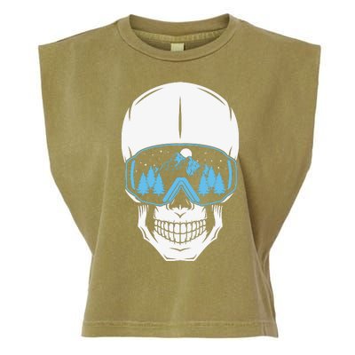 Ski Boarding Skull Garment-Dyed Women's Muscle Tee