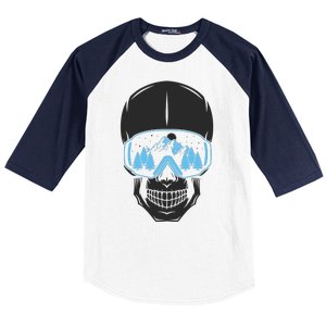 Ski Boarding Skull Baseball Sleeve Shirt