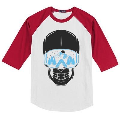 Ski Boarding Skull Kids Colorblock Raglan Jersey