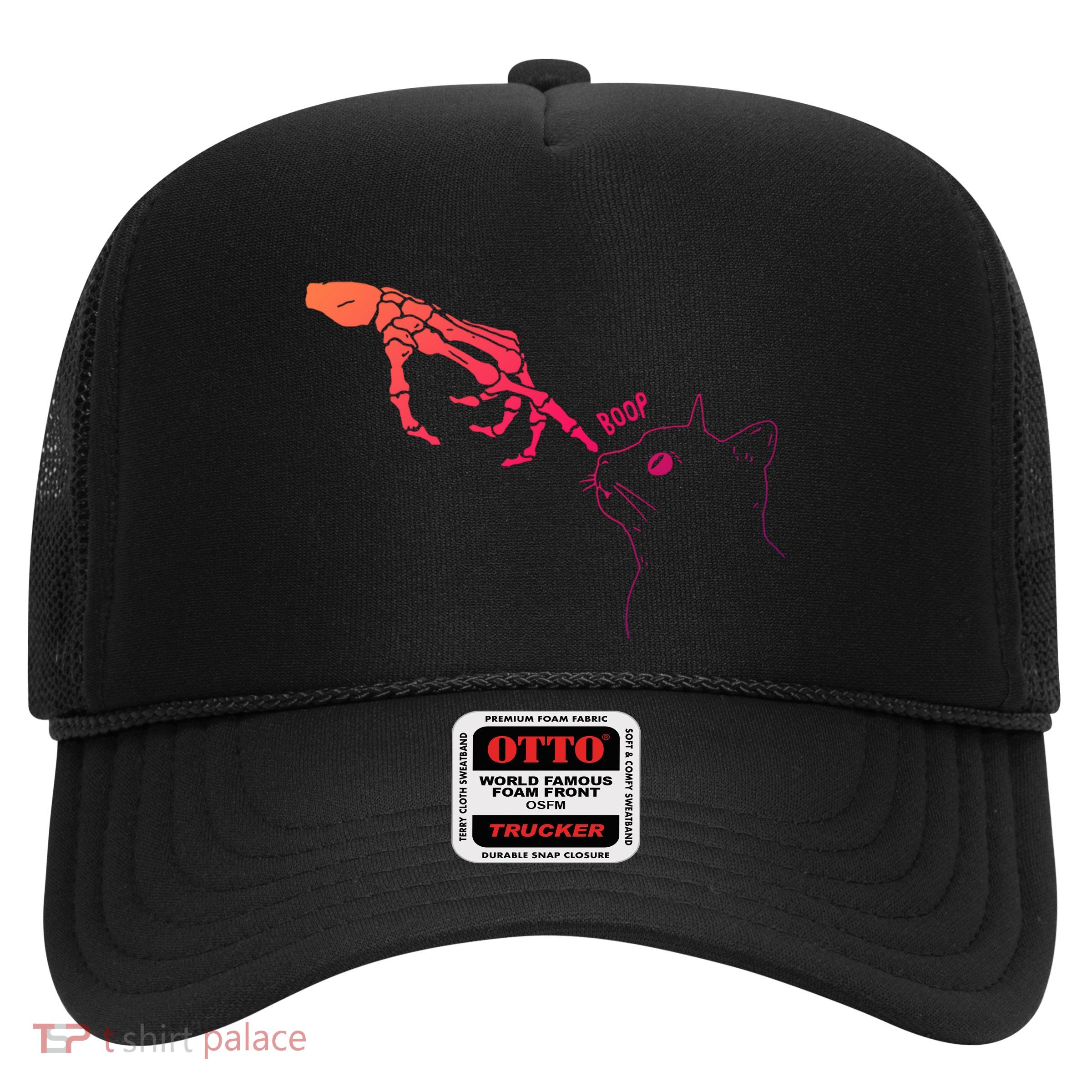 Spooky Boop Skeleton Hand Touch Nose Cat Halloween Costume Gift Trucker Hat