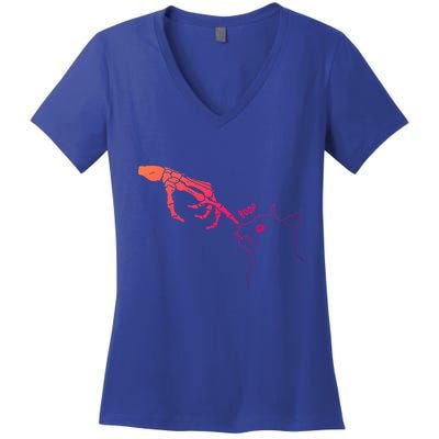 Spooky Boop Skeleton Hand Touch Nose Cat Halloween Costume Gift Women's V-Neck T-Shirt