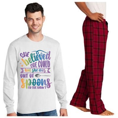 She Believed She Could But She Was Out Of Spoons Long Sleeve Pajama Set