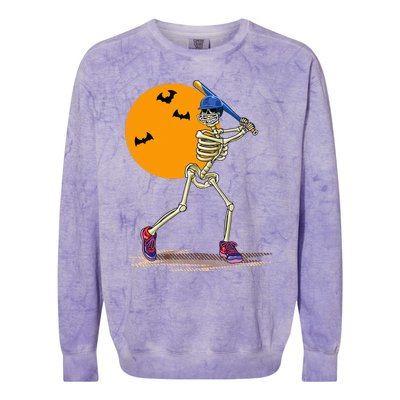 Spooky Baseball Skeleton Costume for Halloween Colorblast Crewneck Sweatshirt