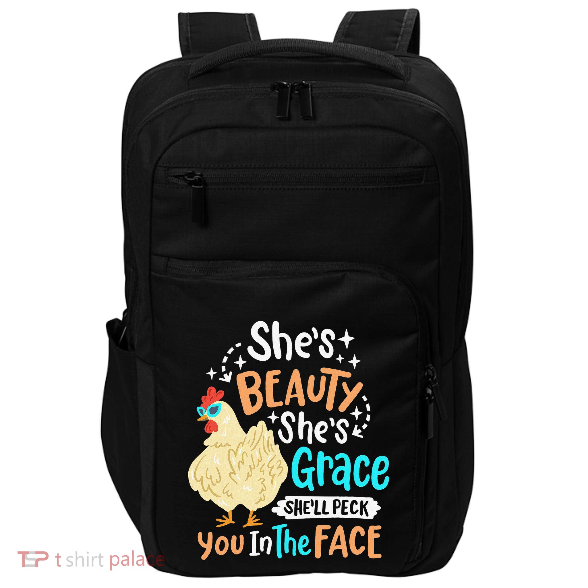 She's Beauty She's Grace - Farmer & Chicken Lover Impact Tech Backpack