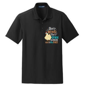 She's Beauty She's Grace - Farmer & Chicken Lover Dry Zone Grid Polo