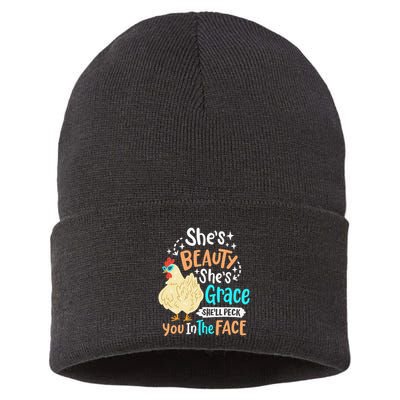 She's Beauty She's Grace - Farmer & Chicken Lover Sustainable Knit Beanie