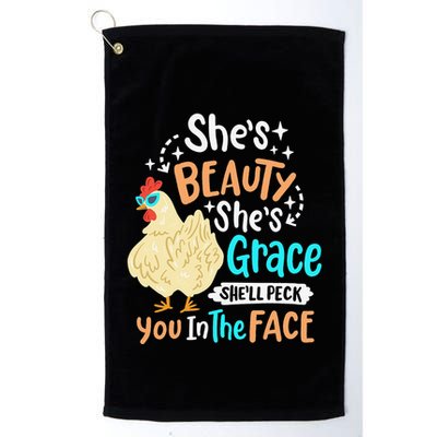 She's Beauty She's Grace - Farmer & Chicken Lover Golf Towel