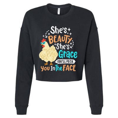 She's Beauty She's Grace - Farmer & Chicken Lover Cropped Pullover Crew