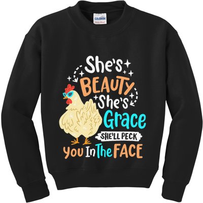 She's Beauty She's Grace - Farmer & Chicken Lover Kids Sweatshirt