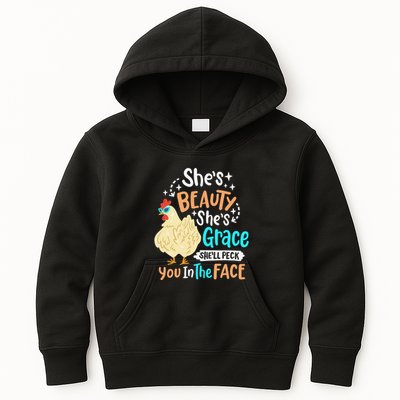 She's Beauty She's Grace - Farmer & Chicken Lover Kids Hoodie