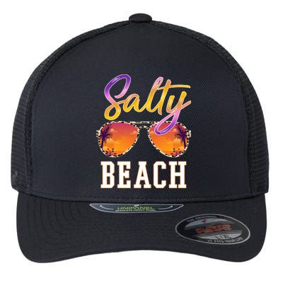 Salty Beach Sunset Vintage Glasses Flexfit Unipanel Trucker Cap