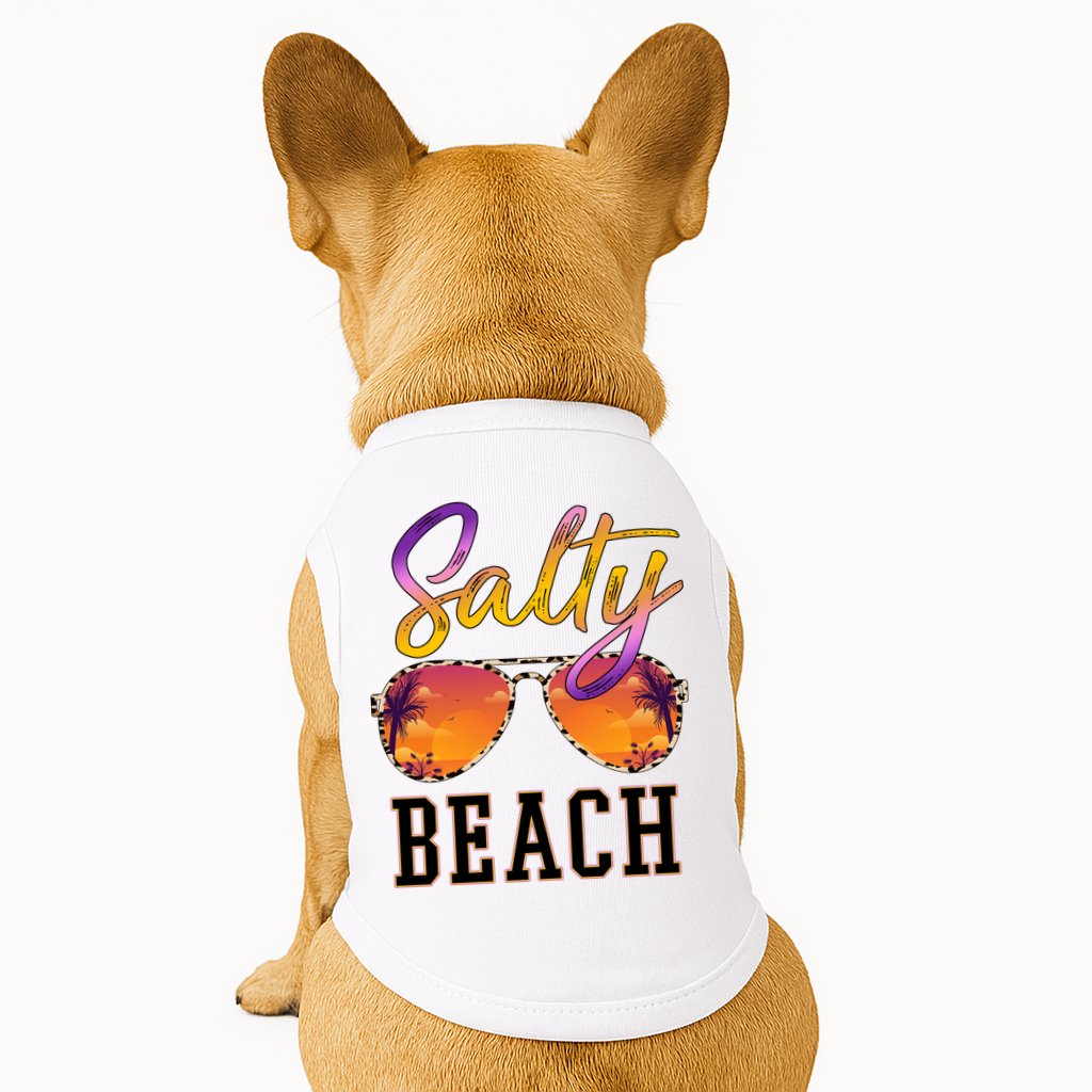 Salty Beach Sunset Vintage Glasses Doggie Tank