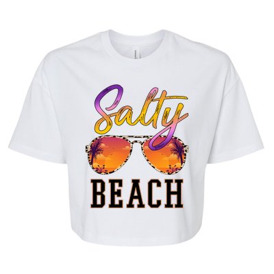 Salty Beach Sunset Vintage Glasses Bella+Canvas Jersey Crop Tee