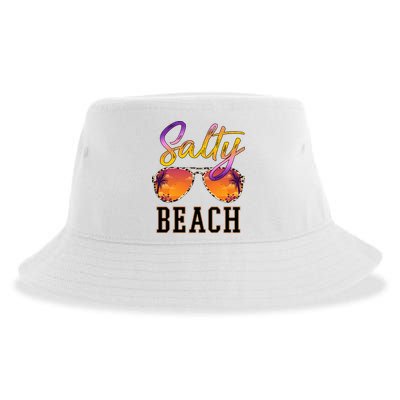 Salty Beach Sunset Vintage Glasses Sustainable Bucket Hat