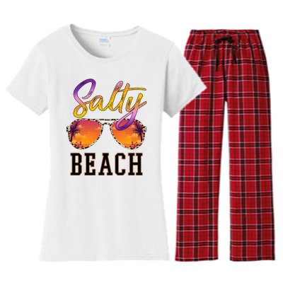 Salty Beach Sunset Vintage Glasses Women's Flannel Pajama Set