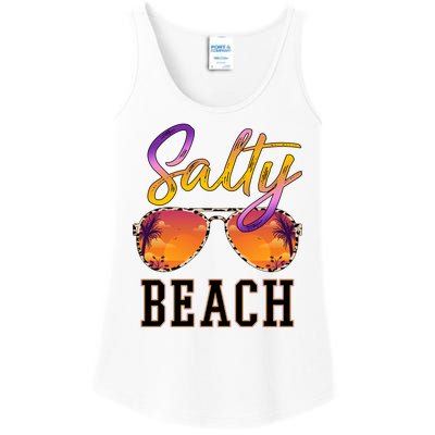 Salty Beach Sunset Vintage Glasses Ladies Essential Tank