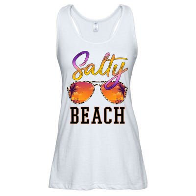 Salty Beach Sunset Vintage Glasses Ladies Essential Flowy Tank