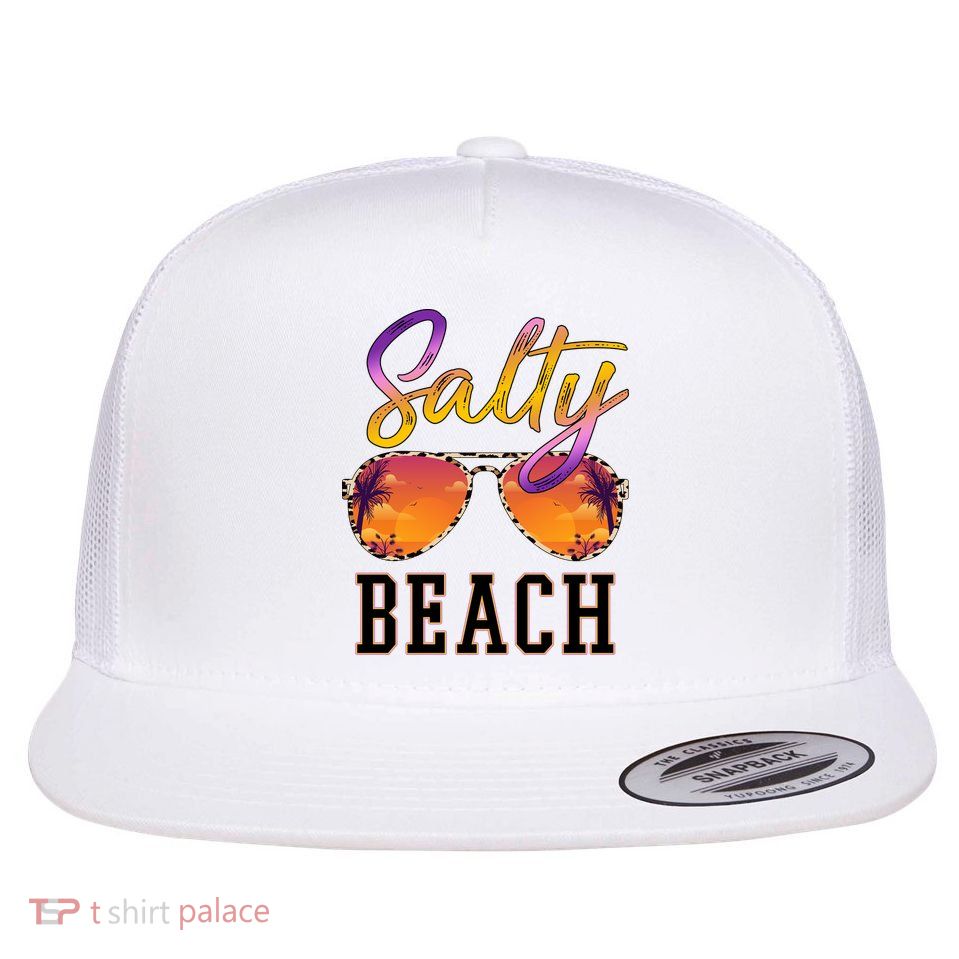 Salty Beach Sunset Vintage Glasses Flatbill Hat