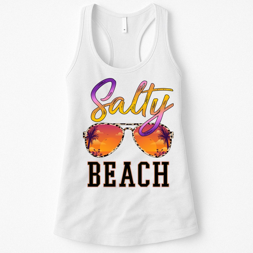 Salty Beach Sunset Vintage Glasses Womens Tank Top