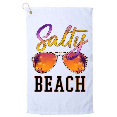 Salty Beach Sunset Vintage Glasses Golf Towel